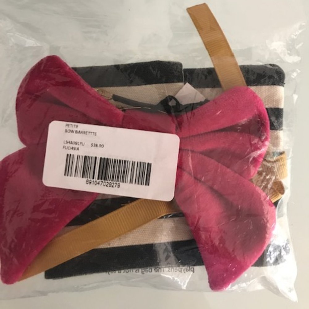 LELE SADOUGHI Fuchsia Petite Velvet Bow Barrette - Picture 6 of 8